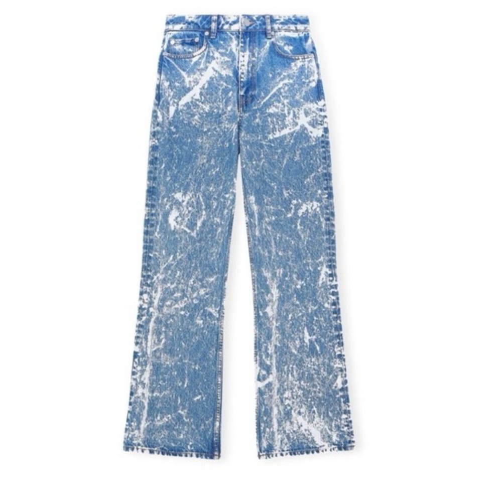 Ganni Blue Acid Wash Betzy Flare Jeans - Picture 3 of 16